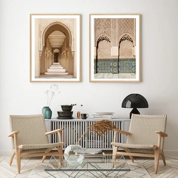 Marruecos Antigua Puerta de la Caligrafía Islámica, Carteles Musulmán Pinturas en Lienzo de Arte de la Pared de Impresión para Fotos de la Vida Interior de la Habitación de Decoración para el Hogar