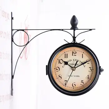 MeterMall Hogar De Doble Cara, Soporte Reloj Retro De La Relojería Decoración De Adornos De Pared De La Sala Del Reloj