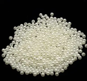 MHS.SOL Suelta de 3 mm-30 mm Raindom Perlas de Color Blanco ABS de Plástico Redonda Imitación de Perlas de Perlas de Joyería y Prendas de Arte de la Decoración