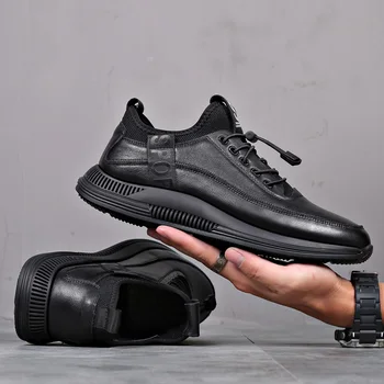 Misalwa Invierno/Primavera Ascensor Zapatos para Hombres Casuales de Cuero de Vaca de Zapatillas de deporte de los Zapatos de diseño Zapatos de Ascensor Zapatos de los Hombres Aumentó de