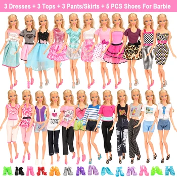 Moda hecha a Mano de 21 Ítems/set de Muñecas Producto =Aleatorio Juguetes 6 Ken ropa 4 Zapatos + 6 Zapatos de Muñeca 5 Vestido De Barbie Juego de BRICOLAJE Presente