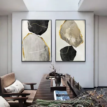 Moderna de la Piedra Amarilla Lienzo de Pintura de carteles y de Impresión para la Sala de estar del Dormitorio de la Decoración de Fotos de Decoraciones de la Pared de la Casa de Arte Negro