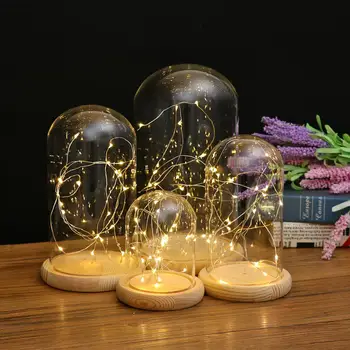 Moderna Pantalla de Cristal de la Cúpula Cloche con Suspendida LED de Luces de Hadas de Navidad Regalo de la Planta Florero Contenedor de BRICOLAJE Proyectos de Paisaje