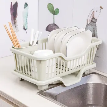 Moderno personalidad creativa cocina grande de plástico de la bandeja de drenaje de platos hogar bastidores para la vajilla de la caja de almacenamiento cesta de LB91812