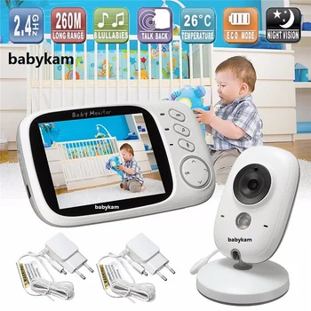 Monitor de bebé VB603 Video Niñera de 3.2 pulgadas TFT LCD de Visión Nocturna por INFRARROJOS 2 forma de Hablar 8 canciones de Cuna Monitor de Temperatura de Radio Niñera