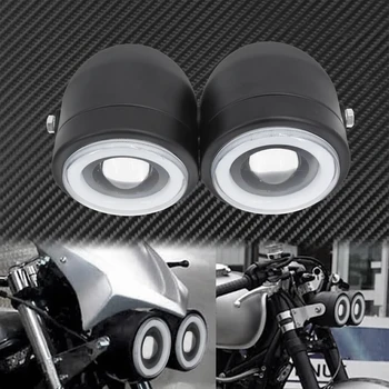 Motocicleta Doble Doble de los Faros Dobles de color Ámbar Ojos de Ángel de la Lámpara del proyector Para Harley Softail 86-13 Dyna FLSTF Fat Boy Para Suzuki DR