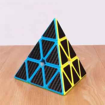 Moyu mofangjiaoshi pirámide, cubo mágico Analógico de fibra de carbono pegatinas velocidad de cubos profesional de rompecabezas de la pirámide de cubos triángulo de juguete