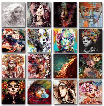Mujer Retrato de la Pintura al Óleo Por el Número de Conjunto Sobre Lienzo 60x75 Conjunto de cuadros de Pintura Acrílica Para Adultos Imagen Dibujo para Colorear Por Números