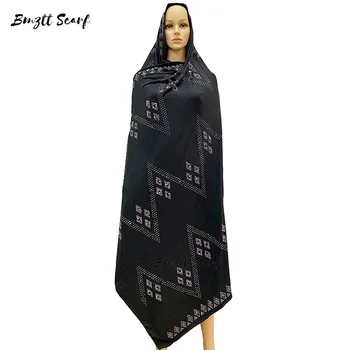 Musulmán mujeres de color sólido al aire libre pañuelo bordado, diamante de envolver la cabeza bufanda, 215 * 115cm de la moda bufanda，BF-011