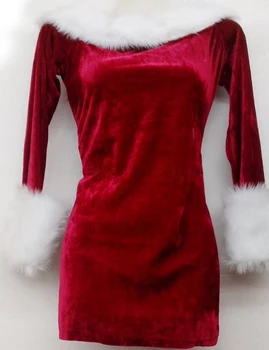 Más el Tamaño de Año Nuevo Traje de Navidad para las Mujeres Rojo Sexy Vestido de Hembra Adulta de Lujo Cosplay