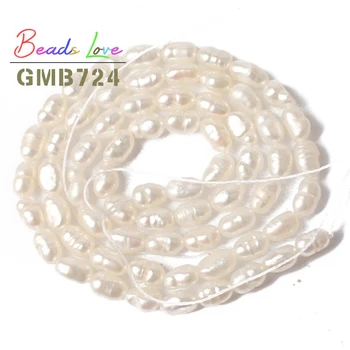 Natural de Forma Oval de Perlas de agua Dulce Perlas para Hacer la Pulsera de la Ronda Suelta Bolas de Diy de la Joyería del Collar de 4.5-5 mm de 5,5-6 mm 7-8mm de 15