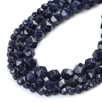 Natural de la Piedra Azul, piedra Arenisca de Dividir la Superficie Facetada Piedra Suelta Perlas Espaciador Perlas 15