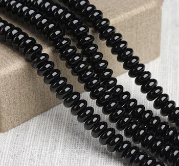 Natural de Ágata negro Rondelle Espaciador Perlas de piedras preciosas Sueltas Perlas Para la Pulsera de DIY de la Joyería