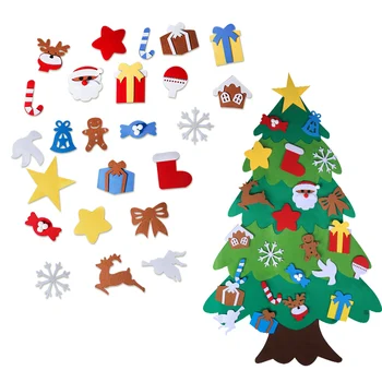 Navidad en Fieltro el Árbol de Navidad Decoración de la Pared del Hogar de Año Nuevo de la Habitación del Bebé Decoración Adornos de Santa Claus de Navidad de los Niños DIY Craft Juguetes Regalos