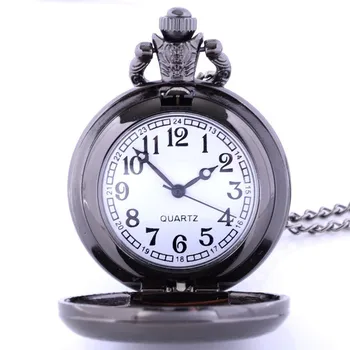 Negro De Bronce De Plata De La Moda Suave Steampunk Reloj De Bolsillo De Cuarzo De Acero Inoxidable Colgante Para Las Mujeres De Los Hombres