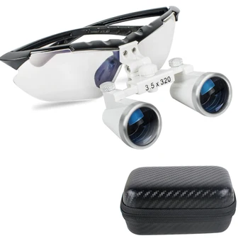 Negro gafas Binoculares 3.5 X 320 mm de Vidrio Óptico Lupas + maletín