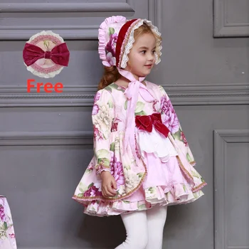 New Kids Boutique Floral Vestido para las Niñas de los Niños Palacio español de Manga Larga Vestido de Conjuntos de Bebé de Cumpleaños Lindo Vestido de Ropa de Niño