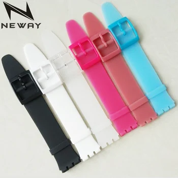 Neway Ver los accesorios para la Muestra de la hebilla de la correa SWATCH banda de silicona reloj de 16 mm Ultra delgada de la piel de la correa de goma