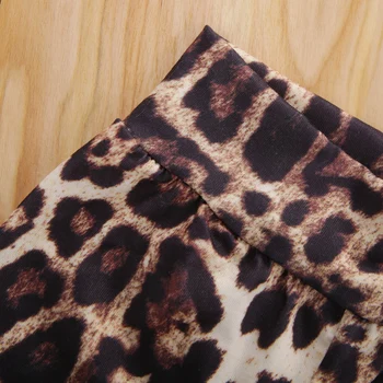 Niñas recién nacidas 0-18M de Conjuntos de Ropa de punto de Manga Larga Mameluco de Tops de Leopardo de Impresión Pantalones Diadema