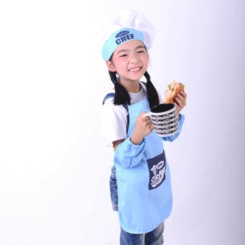 Niño lindo Delantal de Chef de Moda Sombrero de Bolsillo Set de Manualidades para Niños el Arte de la Cocina la Cocina a Beber cocción de Alimentos BRICOLAJE Pintura SYT9244