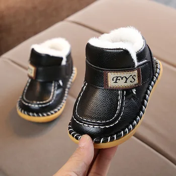 Niño Zapatos De Bebé Niña De Terciopelo Espesar Cálido Primeros Caminantes Zapatos De Moda Unisex Recién Nacido Fondo Suave De Cuero Zapatos Infantiles