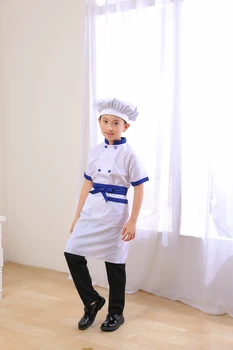 Niños Juegos de Chef Uniforme de Kindergarten Cocción Uniforme para Cosplay Parte Tops +Delantal+Hat Chica Chico de Trabajo de la Cocina del Traje 89