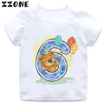 Niños/Niñas de Cumpleaños del Oso Número 1-9 Arco de Impresión de la camiseta de Bebé de dibujos animados de Winnie Funny T-shirt Niños regalo de Cumpleaños de Ropa,HKP5237