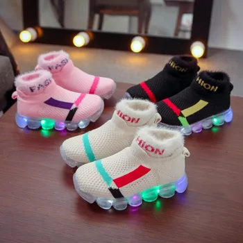 Niños niños Bebé Niñas Niños Malla Led de Zapatos de la Luz Luminosa de Zapatillas de Calcetines Botas Zapatos Casual zapatos de niños Chaussure обувь детская