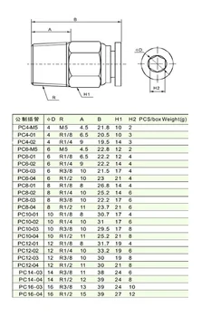Nueva 30pcs BSPT 8 mm 1/4' Neumática Conectores macho recto de un solo toque accesorios PC8-02
