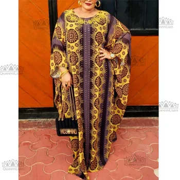 Nueva Afro Costarricenses de Gasa Super Tamaño de África Suelto Largo Dashiki Tradicional Vestido Con Bufanda Para Dama (CP11#)