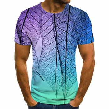 Nueva Camiseta de la Moda 3D T - Camisa 's Sueltos de la Calle T- 's de los Hombres de la Camisa de la Camiseta de las Hojas Impresas de la Camiseta de la Camisa Masculina