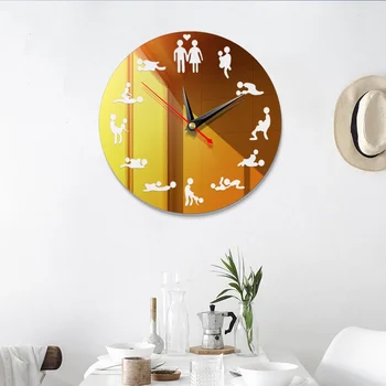 Nueva Diversión Sexual Sexo Postura Reloj de Pared de Acrílico del Espejo 3D Reloj de Pared de Diseño Moderno de la Moda de Par de Decoración para el Hogar Reloj de Pared Pegatinas