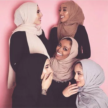 Nueva Llegada de la Bufanda para las Mujeres de Algodón Bufanda de Flecos Sólido Hiyab Bufanda Popular Silenciador Chales Suave Islam Musulmanes Bufandas Vendaje en la Cabeza