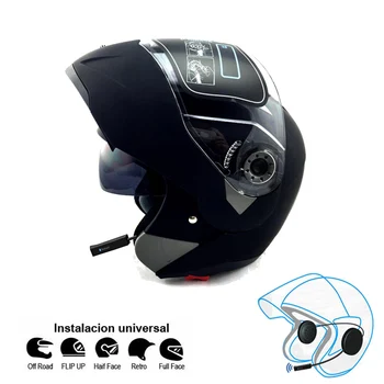 NUEVA Motocicleta de bluetooth de los cascos de vuelta hasta que se JIEKAI doble visera de los cascos de Carreras de conectar el teléfono casco