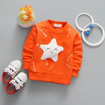 Nueva Ropa de bebés Bandera de la Estrella de las Niñas de Manga Larga T Shirt Ropa para Niños Casual Tops Camiseta