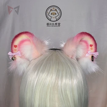 Nueva Rosa Oso Pardo Oídos Hairhoop Cosplay Encantadora Prop Tocado De Diadema Para Halloween, Juego De Accesorios De Fiesta