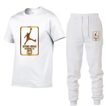 Nueva Venta Caliente de los Hombres de Conjuntos de Camisetas+pantalones de Dos Piezas Conjuntos Casual Chándal Macho 2020 Casual de la Camiseta de la Impresión Jordan 23 Pantalones de los Hombres