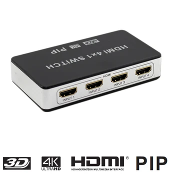 Nuevo 4K*2K Switcher HDMI de 4 Puertos 3D de Vídeo de 1080P HDMI Switch Conmutador de 4x1 con imagen En Imagen (PiP Con el IR control Remoto Inalámbrico