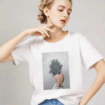 Nuevo Algodón Harajuku Estética Camiseta Sexy Flores De La Pluma De Impresión De Manga Corta Tops Y Camisetas De Moda Casual Par Camiseta De 2019