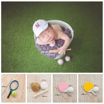 Nuevo bebé recién nacido fotografía props mini béisbol tenis tenis de mesa baby baby de disparo de los niños mobiliario accesorios