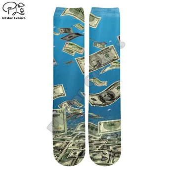 Nuevo Impreso en 3D de dólares calcetines dinero divertido lindo de algodón de los hombres calcetines largos para unisex damas harajuku calcetines casuales MON-009