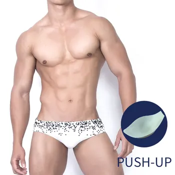 Nuevo Mens Push-up de Píxel de Impresión Collar de Agrandar el Traje de baño de los Deportes de los Fondos de los Escritos de Natación de los Hombres de Surf de la Playa de Baño Cortos Gay trajes de baño