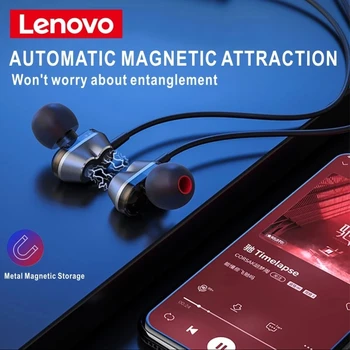 Nuevo Original de Lenovo HE08 HIFI Auriculares Estéreo de Altavoces de 4 Doble Dinámica de Auriculares Inalámbricos Bluetooth 5.0 Neckband Deportiva