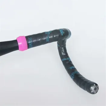 Nuevo producto 1 par negro/rosa, bicicleta, cinta de manillar con tapón de goma de bicicleta de carretera de tapones para cinta de manillar