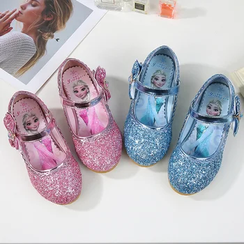 Nuevos niños, zapatos de tacón alto de las niñas de la princesa de los zapatos de una sola zapatos de otoño de la niña de los zapatos de cuero de la UE tamaño de 24-36