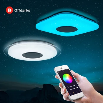 Offdarks Moderno LED de Luz de Techo Altavoz Bluetooth con la APLICACIÓN de Control Remoto Salón Dormitorio Cocina Lámpara de Techo