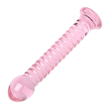 OLO Pene Falso Rosa de Cristal Consolador de Vidrio G-Spot Anal Masaje de Próstata Estimular los Juguetes Sexuales para Mujeres Hombres la Masturbación Productos para Adultos