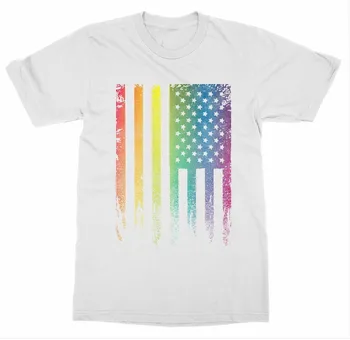 Orgullo De America T-Shirt Desfile Gay Lesbiana Bi Pan Trans Queer Lgbtq De Género Arco Iris 2019 De Manga Corta De Algodón De Hombre Ropa T Camisa