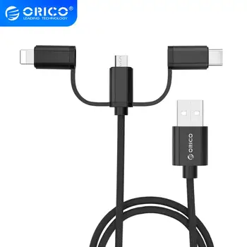 ORICO 3 EN 1 Tipo C Micro USB Cable Para el iPhone de 8 X 7 6 6S Plus iOS 10 9 8 Samsung Nokia USB de Carga Rápida de Cables de Nylon del Cordón