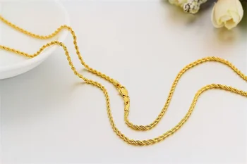 Oro amarillo de Color de 30 cm-80 cm 2 mm de ancho Largo de la Cuerda de Trenzado Cadena Corta Gargantilla Para las Mujeres Mens Joyería kolye collier ketting